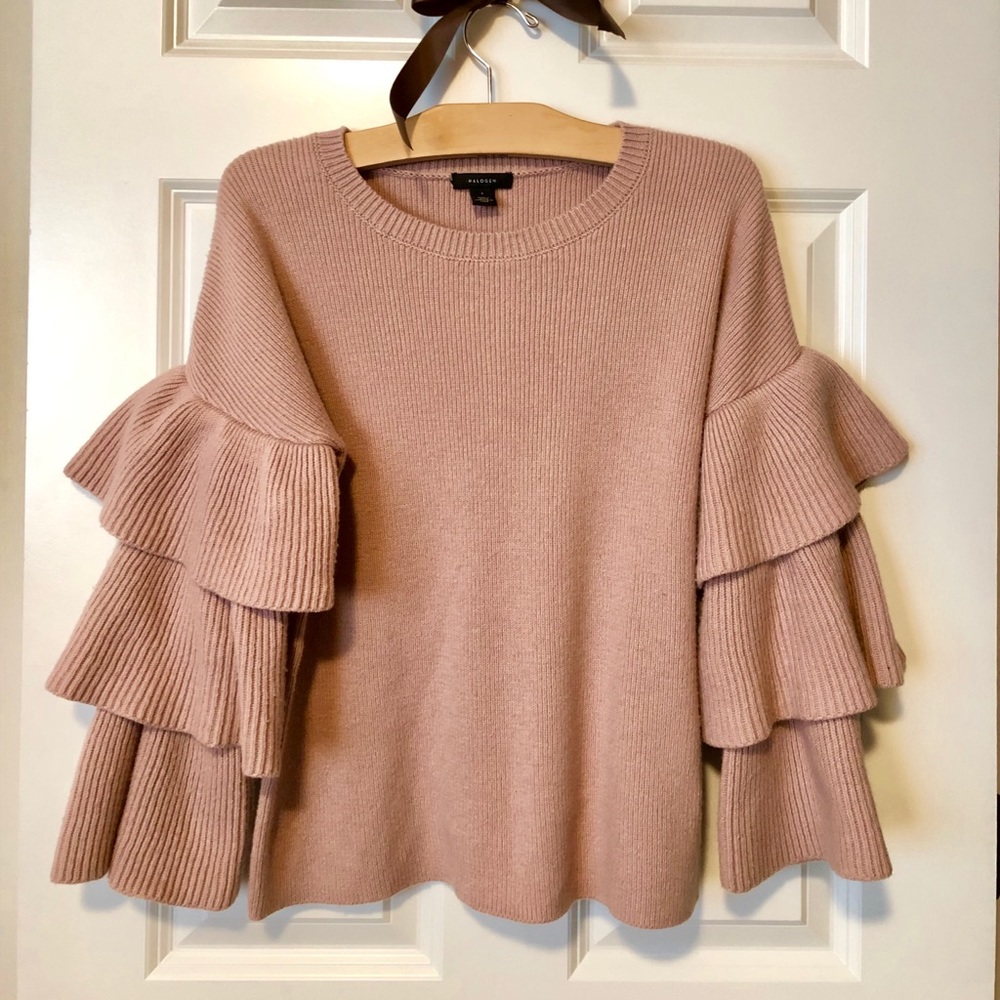 Halogen Blush Tiered Sleeve Sweater zara style